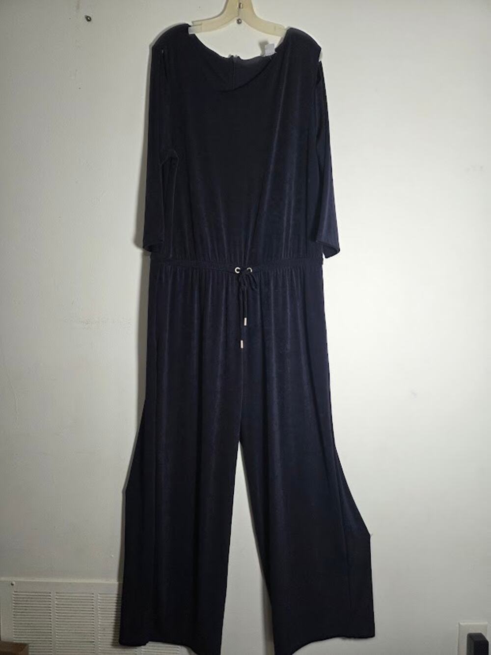NWT Chico's Zenergy Dark Blue Kimono Sleeve Wide Leg Wrinkle Free Jumpsuit sz 18